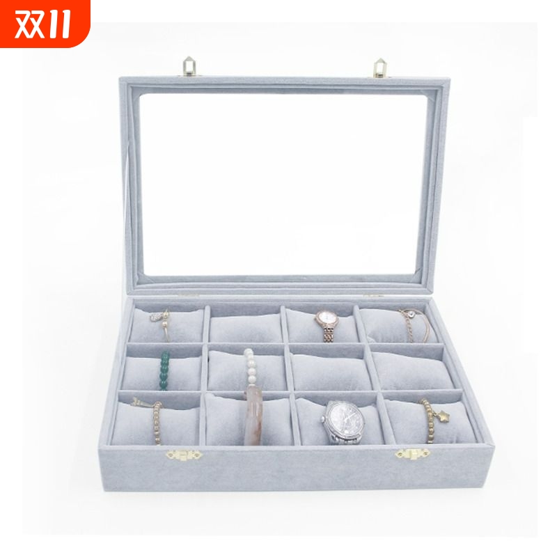 12格手表收纳箱枕头手表盒手链展示盘手镯收纳盒珠宝箱带盖精致