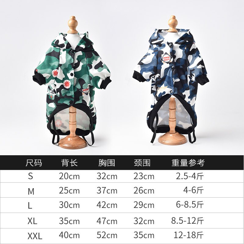 宠物服装 秋冬迷彩卫衣 狗狗两脚连帽衣服小型犬个性服饰厂家批发