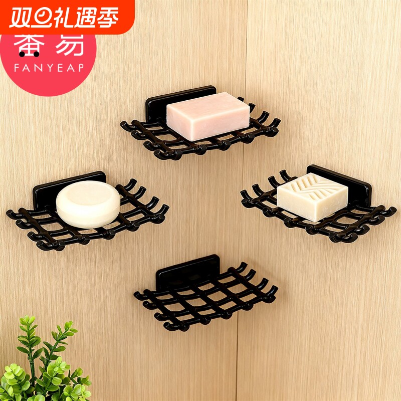 T肥皂盒/壁挂C1pn0-壁挂式沥水架置物架家用免打孔卫生间挂钩