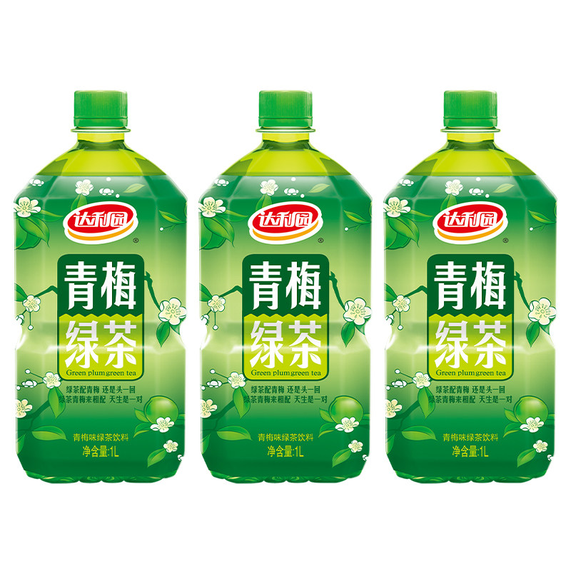 达利园青梅绿茶果味饮料夏季解暑饮品1L*3大瓶装茶饮料青梅茶图片