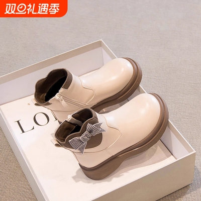 真皮女童靴子女童马丁靴