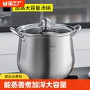 汤锅不锈钢家用大汤锅加深大容量煮粥煲鸡汤锅电磁炉燃气灶食品级