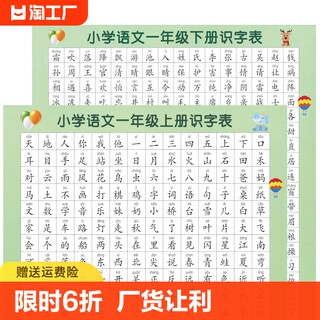 一二年级语文识字表挂图儿童小学生上册下册生字表认字学习挂图