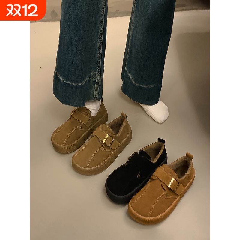 网红加绒厚底增高勃肯鞋女2025年新款秋冬季保暖雪地靴博肯棉鞋子