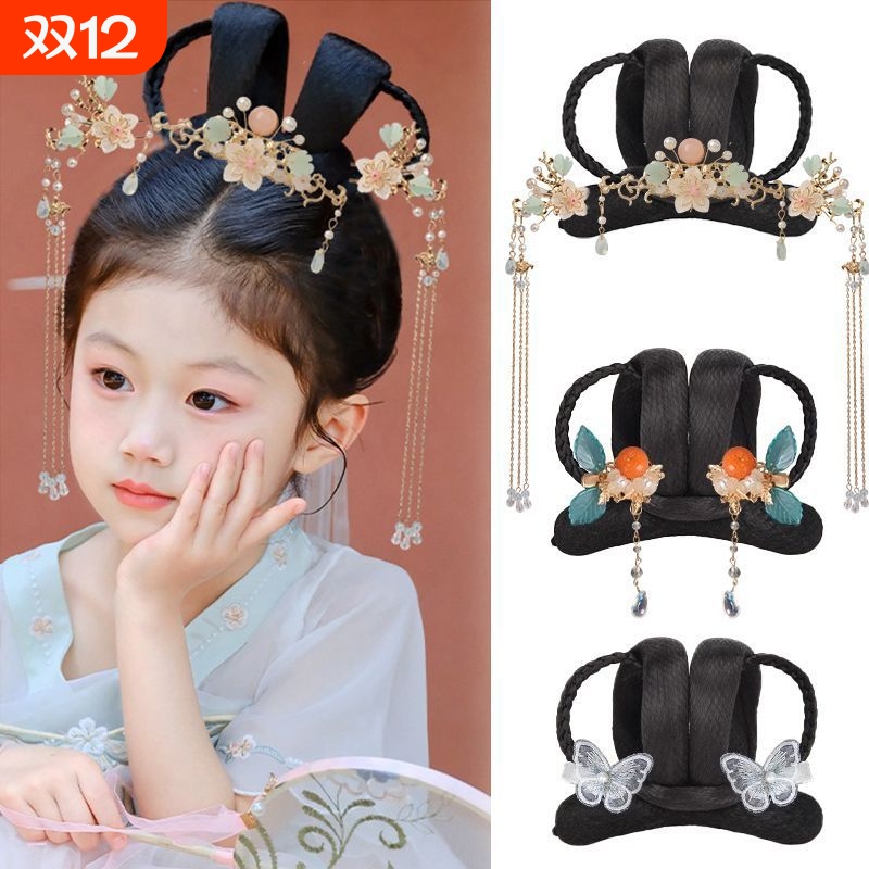 儿童汉服假发古装舞台演出可爱