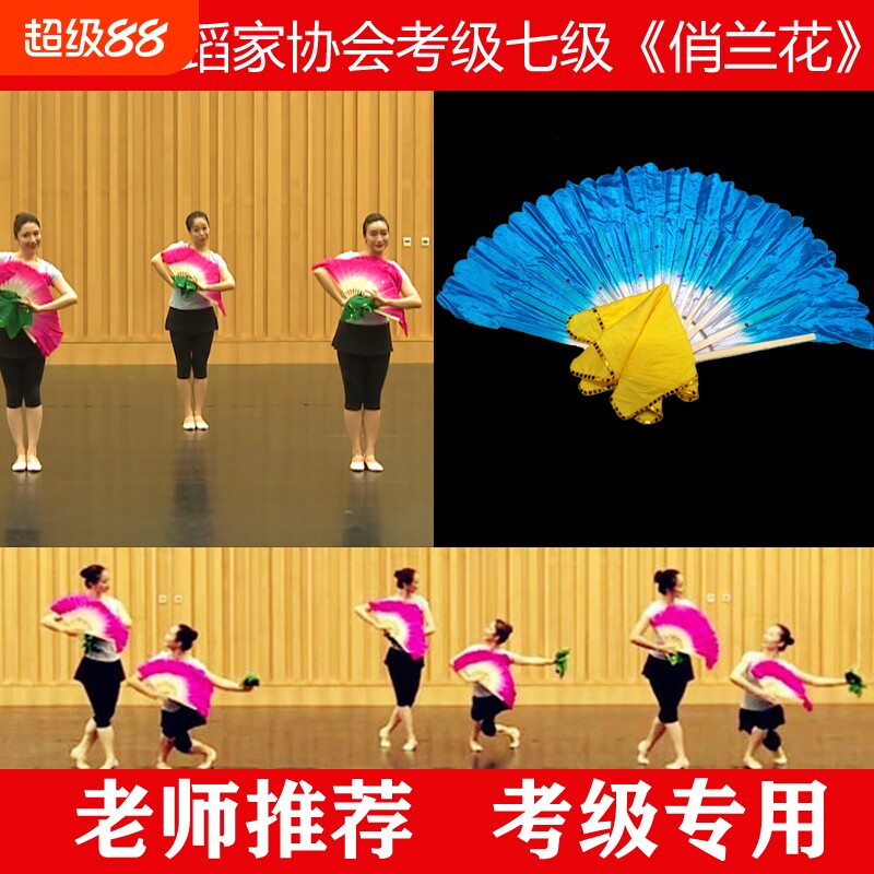 中国舞蹈家协会舞蹈考级七级十级花鼓灯舞韵俏兰花扇子手绢道具