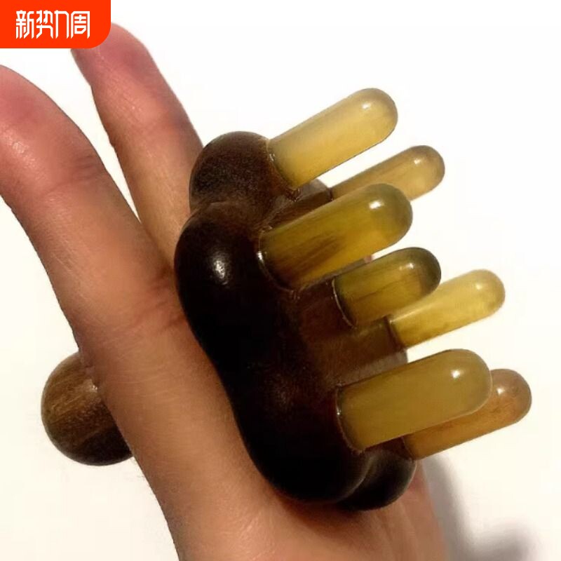 天然牛角梳头发部疏通经络刷按摩梳檀木梳男女大齿头疗子刮痧羊角