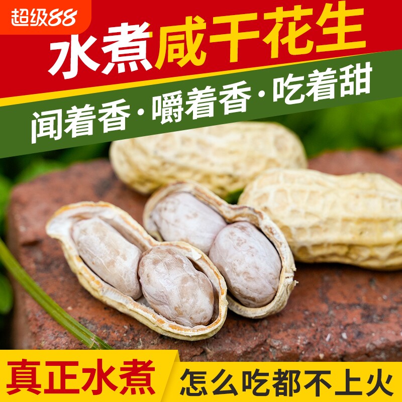 浠涵广东花生蒜香五香咸干多味盐水白晒水煮花生米带壳炒货熟零食