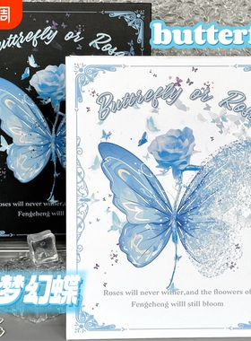蓝梦幻蝴卡册ins高颜值A5活页四宫格绝美追星小卡收纳册纪念册