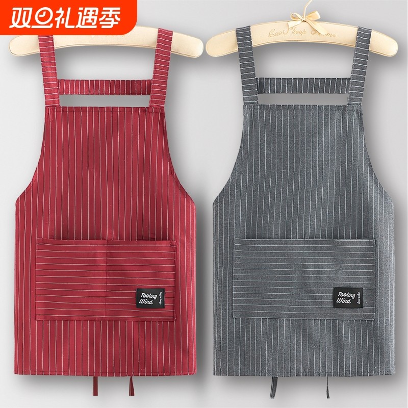 炒菜围裙厨房家用棉布做饭男工作服女餐饮上班专用高级感2025新款