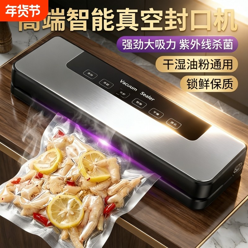真空封口机小型家用全自动封口器食品保鲜包装机抽真空密封塑封机