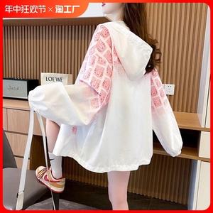 宽松慵懒风休闲连帽防晒服外套女2024春夏新款夏季洋气百搭上衣潮