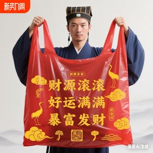 红色除秽拉吉转运袋旧衣服加大塑料袋手提加厚吉祥垃圾袋超大
