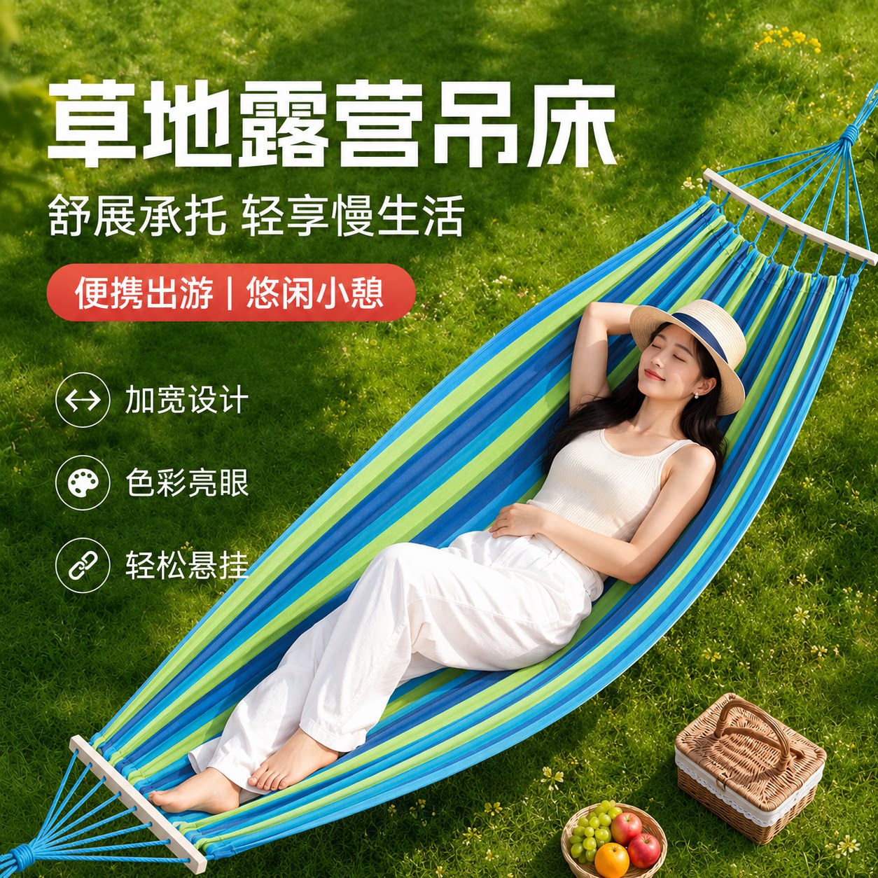 户外吊床成人防侧翻结实儿童秋千室内加厚露营野餐吊椅双人夏季