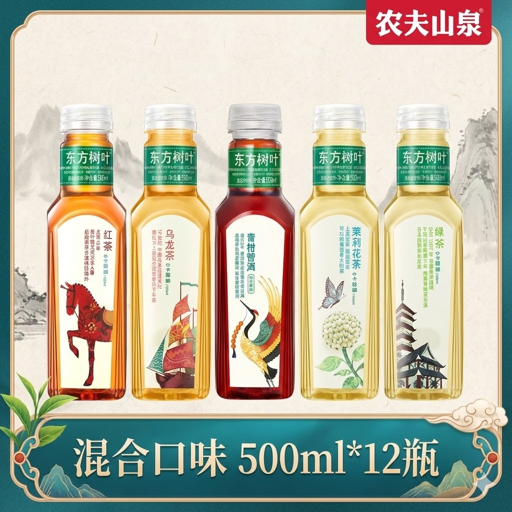 欢乐零食节 农夫山泉东方树叶500ml茉莉花茶青柑普洱绿茶红茶12瓶,咖啡/麦片/冲饮,纯茶饮料,淘宝优惠券,粉丝福利购,淘宝优惠卷
