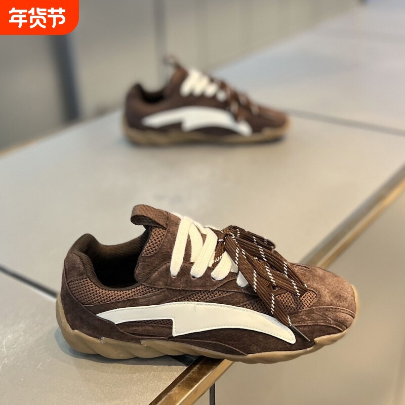 复古厚底内红色德训鞋女鞋爆款阿甘鞋鞋子百搭休闲舒适豆豆鞋轻便