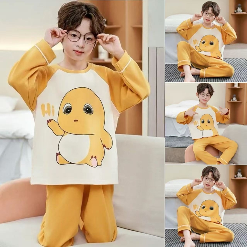 2025纯棉睡衣儿童男孩套装可爱卡通奶龙男童春秋款家居服柯南居家