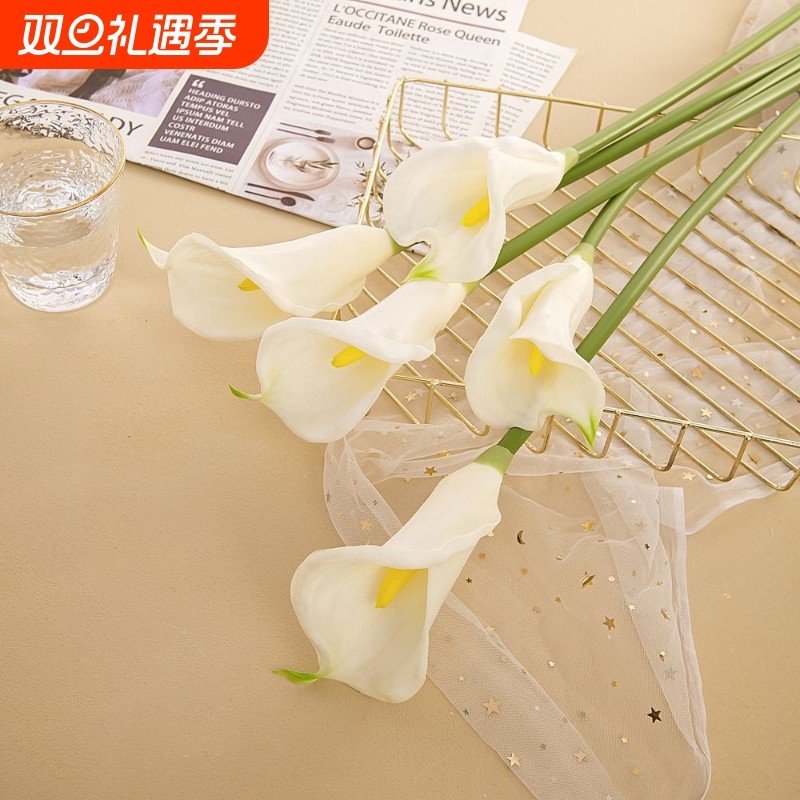 长枝马蹄莲海芋花仿真花手捧花家居装饰婚庆假花MW01店铺装饰逼真