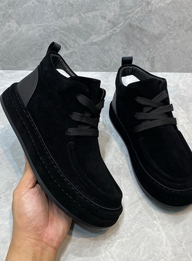 50890休闲板鞋新款男士鞋透气加绒韩版磨砂皮芒果头休闲男皮鞋男