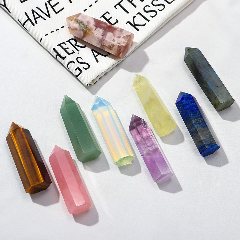 粉水晶柱天然水晶六棱柱紫水晶柱晶体矿标本消磁净化摆件蛋白石