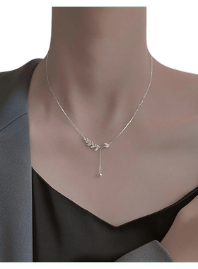 穗穗平安麦穗项链女小众高级感ins520礼物送女友蝴蝶流苏白金钛钢