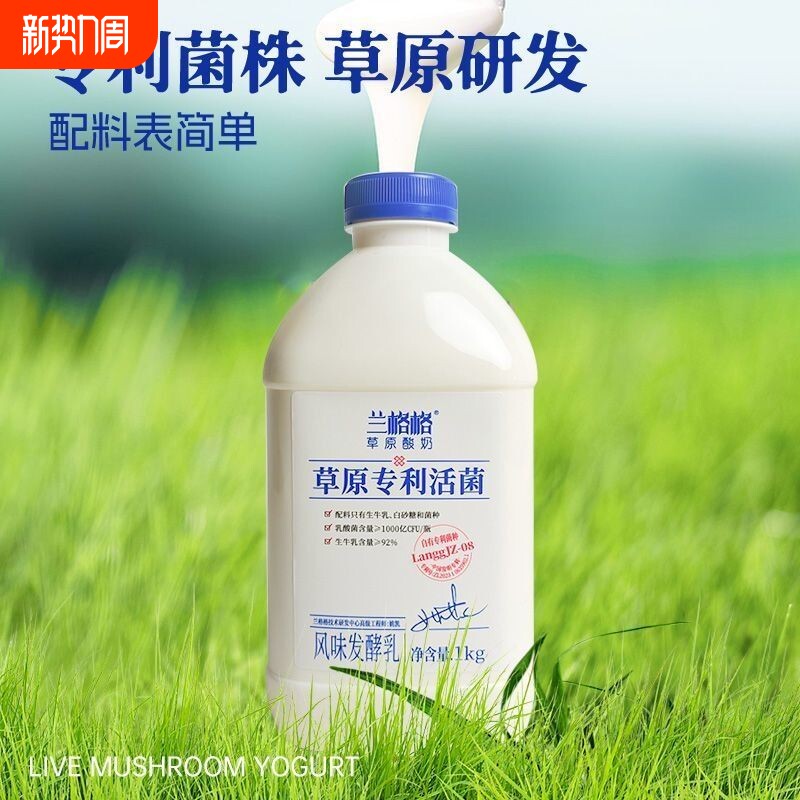 兰格格草原专利活菌酸奶制作干噎酸奶水果沙拉风味发酵乳1kg/瓶