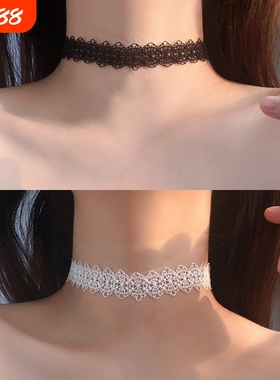 无注册商标黑色蕾丝项圈锁骨链