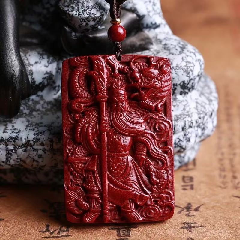oein朱砂本命年吊坠武财神关羽项链男关公紫金砂关二爷挂件生肖