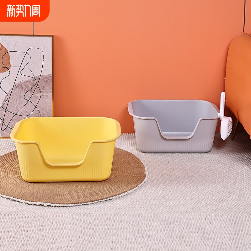 宠物用品超大号猫砂盆防飞溅开放式猫厕所半封闭式猫沙盆猫屎盆