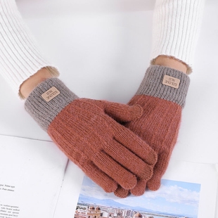 手套女冬季 触屏加厚保暖甜美可爱学生卡通骑行车毛线五指冬天韩版