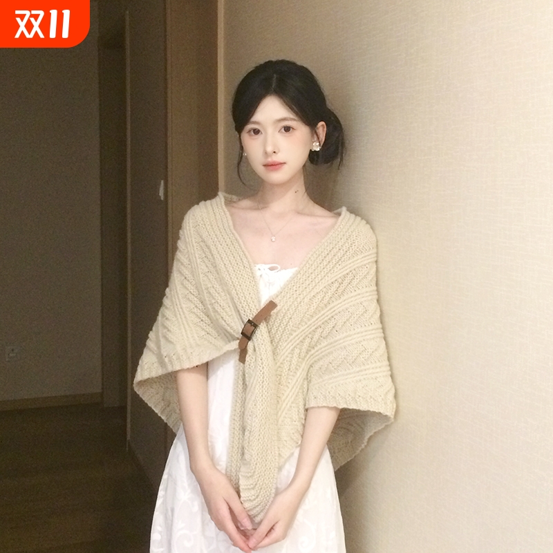 三角针织披肩女外搭2025秋冬季新款高级感配裙子两用围巾开衫外套