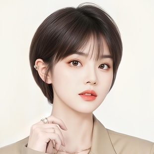 短发假发全头套女2025新款时尚减龄波波头自然真发黑色日常假发套