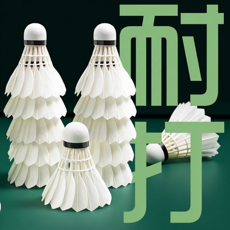 羽毛球12支装耐打鹅毛抗风羽毛球比赛训练专用稳定室外学习训练球