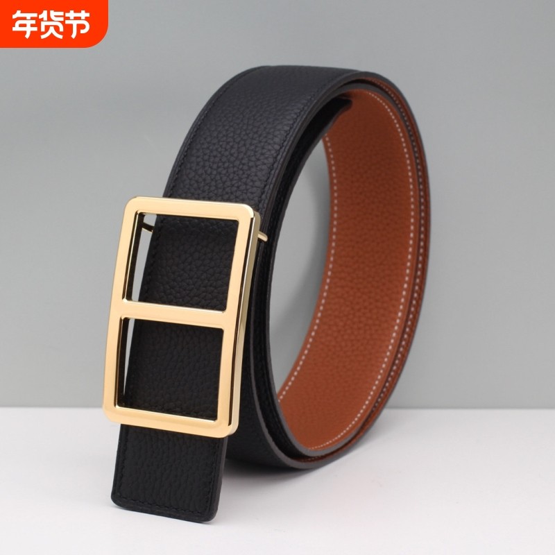 LVАFGН2025新款真皮皮带男士头层牛皮休闲中青年扣平滑扣腰带