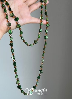 「绿意」森系双层绿色不规则贝壳项链独特小众田园风春夏锁骨链女