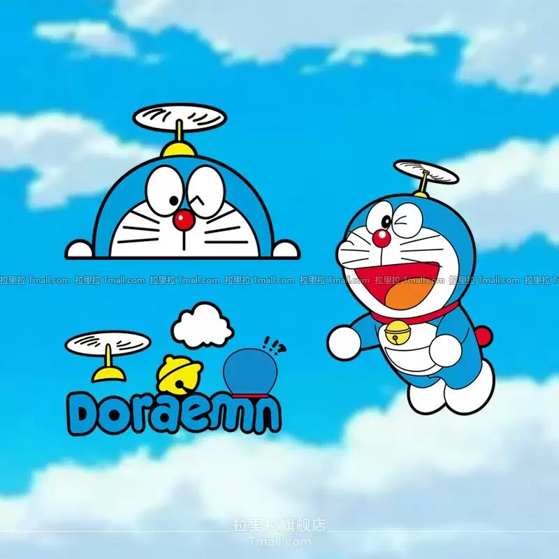 哆啦A梦竹蜻蜓车贴叮当猫创意遮挡划痕前保险杠汽车电动装饰贴纸