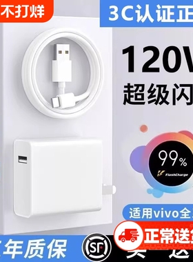 80W适用vivo充电器120W线极速闪充X50X30X60pro手机S7eS9e充电插头原正品适用iQOONeo双引擎快充头套装typec