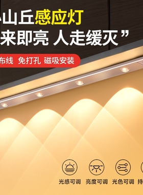 led无线超薄感应灯充电鞋柜橱柜灯酒柜衣柜灯带人体玄关厨房灯条