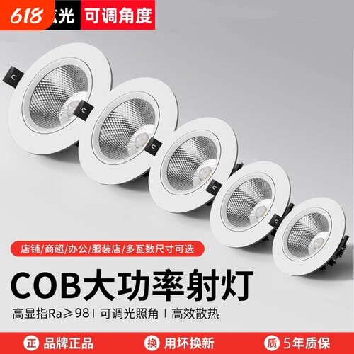 射灯LED天花灯家用嵌入式服装店cob筒灯背景墙孔灯商用聚光牛眼灯