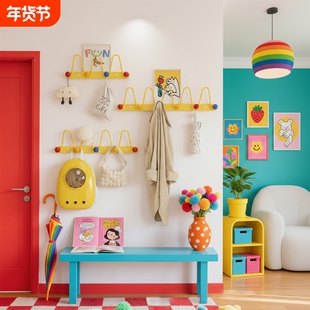 玄关进门挂钩挂衣钩挂衣架墙上壁挂卧室免打孔入户门后钥匙包包架