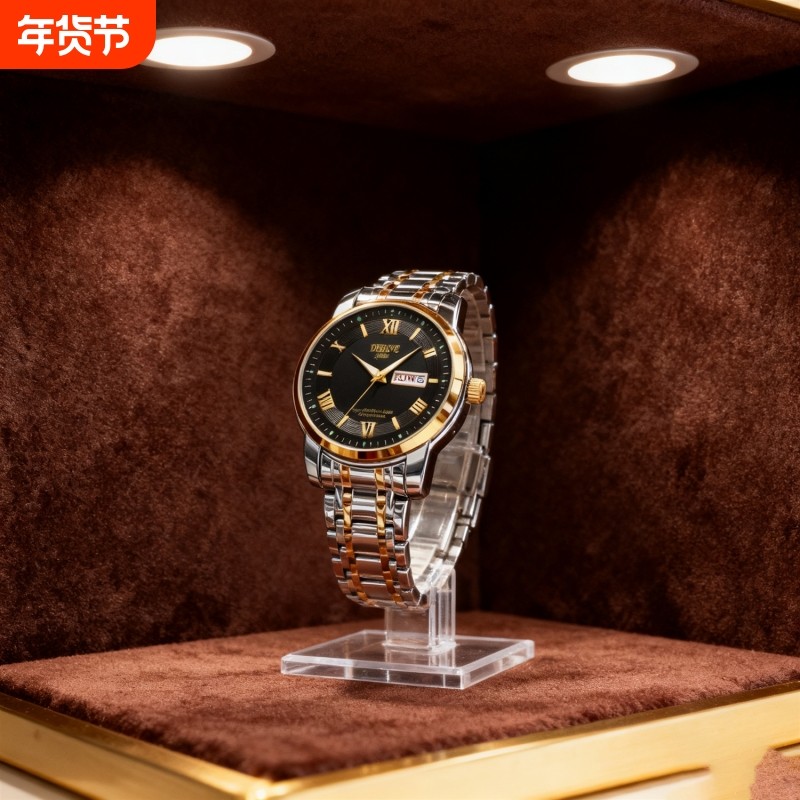 男款商务防水石英腕表镂空男士手表男正品名牌全自动非机械表钢带