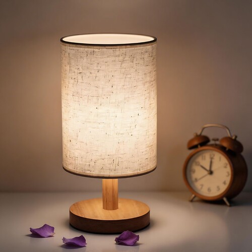 简约现代北欧ins少女暖光喂奶卧室床头台灯木调光装饰文艺小夜灯