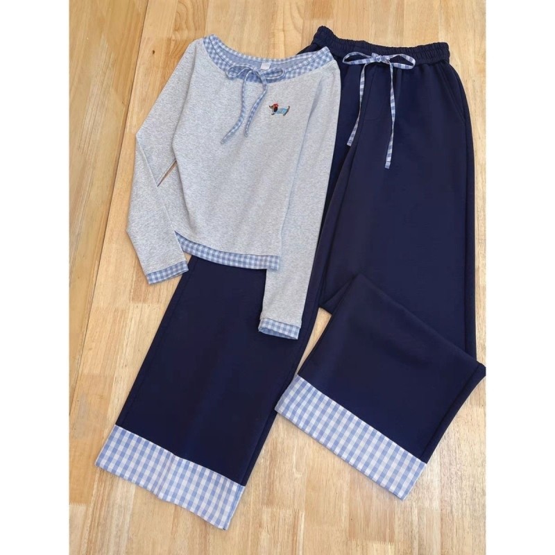 女童春秋新款假两件撞色秋装腊肠狗长袖打底T恤休闲直筒裤两套装,童装/婴儿装/亲子装,套装,淘宝优惠券,粉丝福利购,淘宝优惠卷