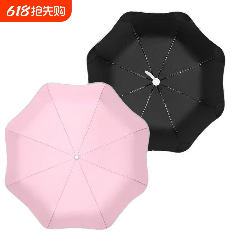 安全伞反光晴雨两用防晒现货黑色白色长柄手动圆角超强纯色蓝色