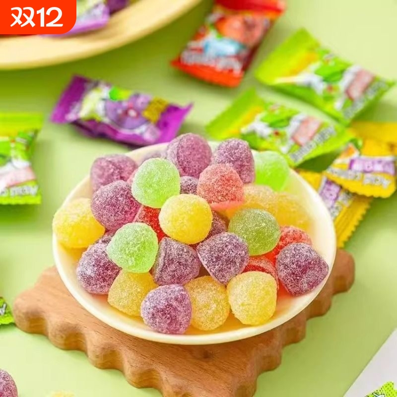 酸砂软糖网红爆款水果果汁软糖独立包装怀旧糖果儿童零食批发