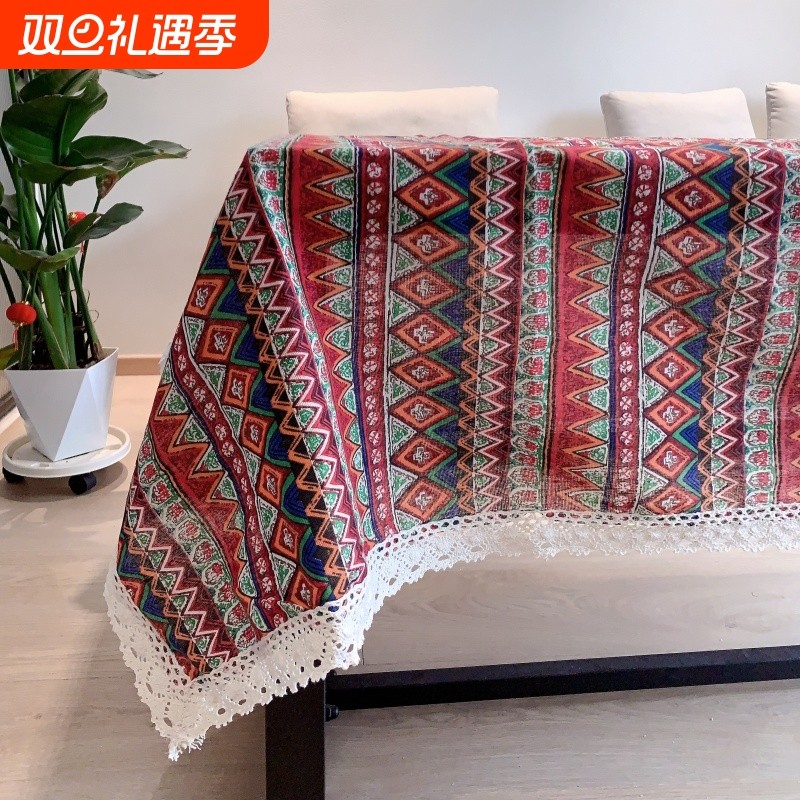 田园云南民族风涤棉波西米亚复古餐桌布布料台布茶几长方形圆桌布