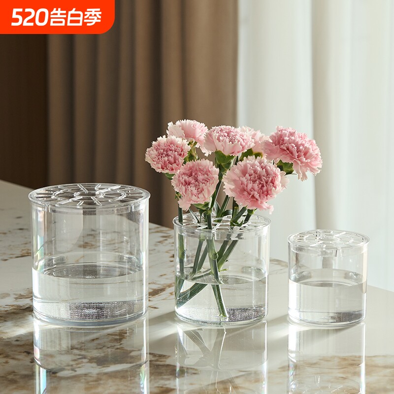 亚克力防摔花瓶水养水培插花富贵竹透明直筒亚克力鲜花装饰客厅小