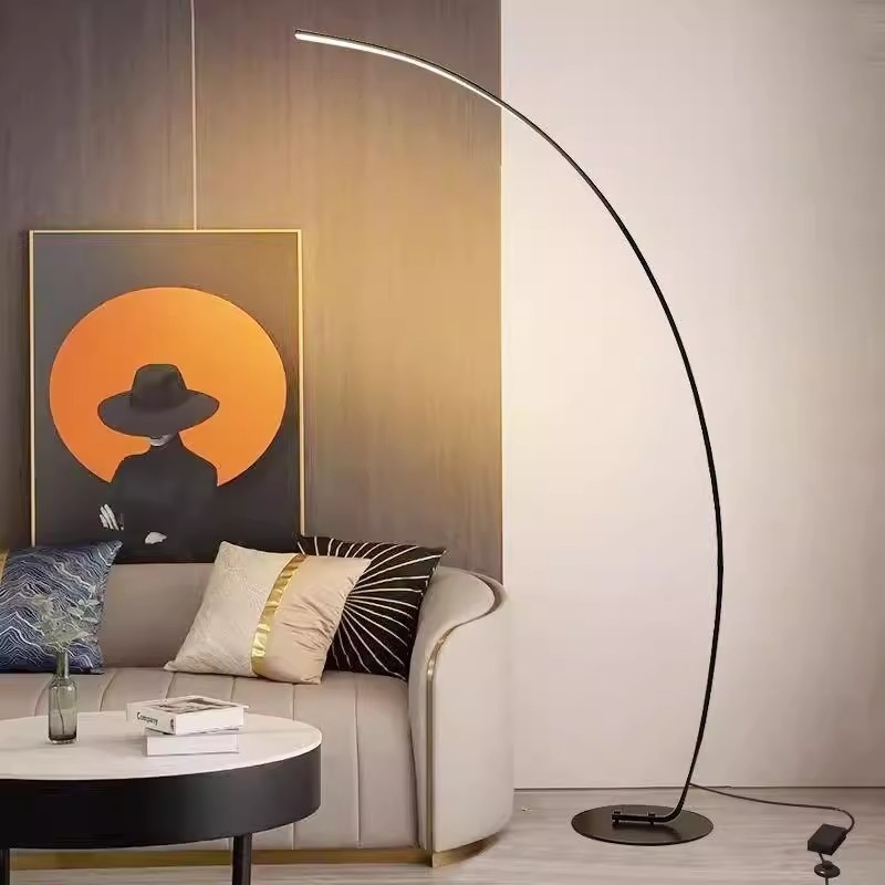 弧形落地灯客厅卧室简约led落地台灯氛围灯沙发钓鱼灯艺术创意