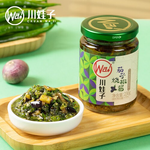 川娃子茄子烧椒酱炭烤擂椒拌饭酱蒜蓉青椒皮蛋下饭酱虎皮青椒酱