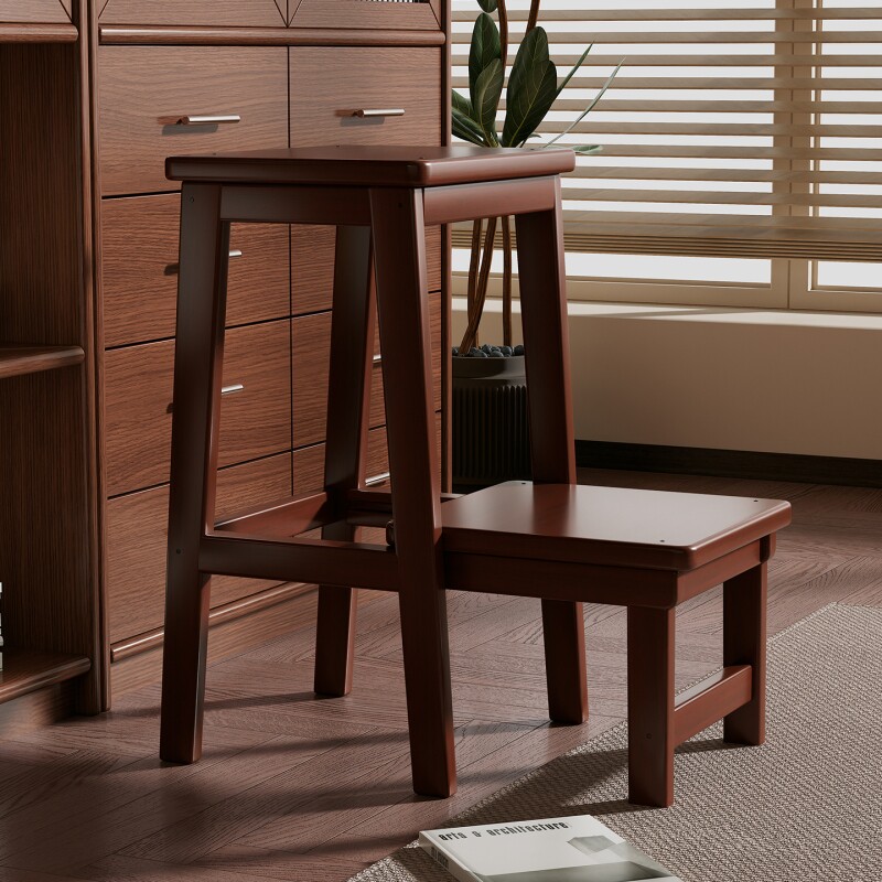 家用多功能梯凳厨房可折叠两用爬梯非实木取物梯子吧台凳登高室内